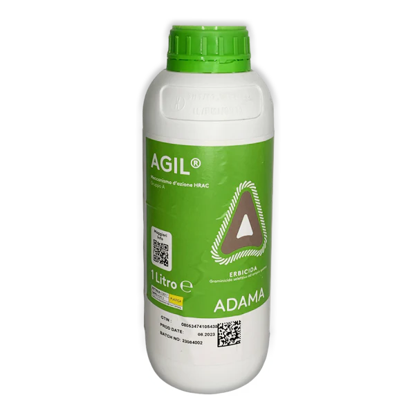 Erbicida graminicida Agil 1 lt Adama ( Propaquizafop puro g 9,60 (=100 g/l) coformulanti q.b. a g 100 Idrocarburi, C10-C13, aromatici, <1% di naftalene)