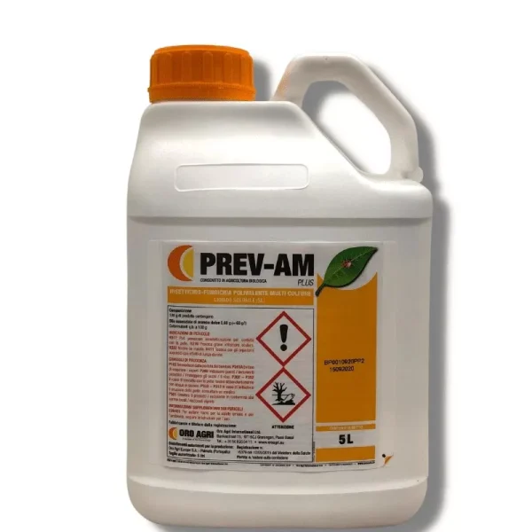 Prev-AM Plus Insetticida Biologico fungicida polivalente 5 L (Olio essenziale di arancio dolce 5,88 g (= 60g/l) Coformulanti q.b. a 100 g )